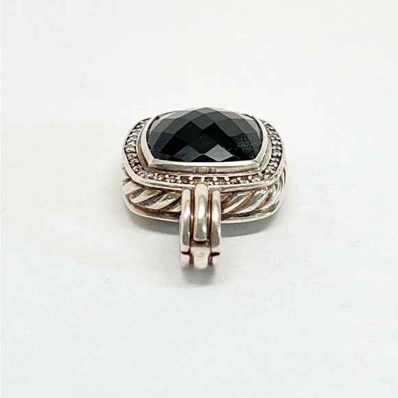 David Yurman 14mm Black Onyx Pave Diamond Albion Enhancer Pendant .925 - Picture 6 of 10